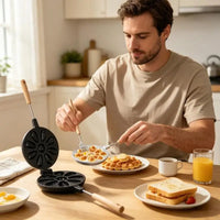 9 Pocket Round Baking Tool For Home Use Durable Metal Build Perfect For Family Breakfast And Snacks 37JD