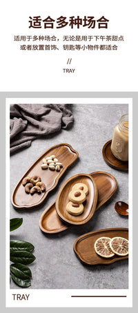 Tableware Solid Wood Food Tray Round Rectangle Dessert Plate Japanese-style Wooden Snack Fruit Tea Saucer Pallet Bread Board