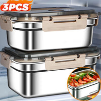 Large Capacity Bento Box 1700/2100ML Stainless Steel Lunch Box with Lid Microwave Suitable Fridge Leak-proof Food Storage Box
