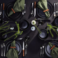16-piece ceramic tableware set, 4-piece set, black plate and bowl tableware set, dishwasher-cleaned, microwaveable, black matte