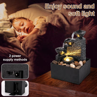 Tabletop Waterfall Home Decor Relaxation Meditation Desktop Fountain Lights Flowing Water Ornaments Mother's Day Festival Gifts