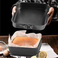 Baking Tools With Buckle Square Cake Pan Removable Bottom Carbon Steel Baking Tray Reusable Non-Stick Chiffon Cake Mold Bread