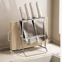 Kitchen Knife Storage Rack with Cutting Board Slot, Multifunctional Countertop Utensil Organizer Holder