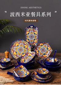 Ceramic Tableware Set Rice Bowl Serving Plate Creative Cutlery Soup Plate Noodle Handle Bowl Sauce Dish Steak Salad Fruit Plate