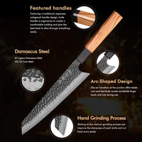 8" Japanese Kiritsuke Chef Knife 67 Layer Damascus Steel Handmade Kitchen Knives Meat Vegetable Sharp Household Cooking Tools