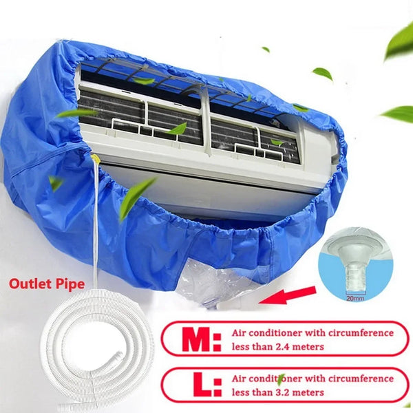 2.4/3.2m Home Air Conditioning Cleaning Cover Full Set with Water Pipe Waterproof AC Wash Kit Tools