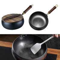 Small Frying Pan Uncoated Iron Pot Frypan Pot Saucepan Big Belly Pot Pure Hand Forged For Cookware Kitchen Cookware