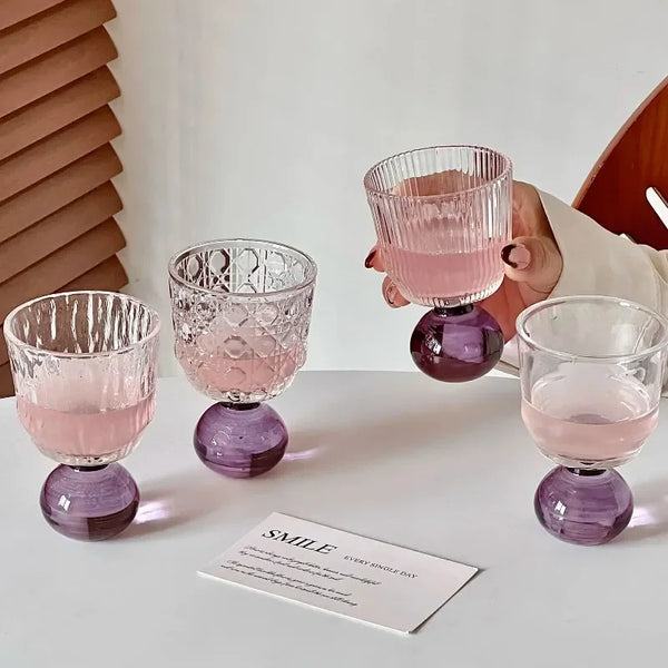 Vintage Mini Stemmed Glass Goblet Creative Glassware for Whiskey Liquor Tea Juice Household Drinking Cup Home Bar Decor Gift