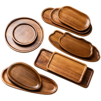 Tableware Solid Wood Food Tray Round Rectangle Dessert Plate Japanese-style Wooden Snack Fruit Tea Saucer Pallet Bread Board
