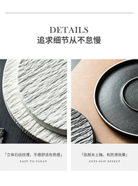 Main Dish Tableware Rock Plate  Stone Grain Ceramic Western Food Steak Plate Japanese Plate Home Western Food Display Tray