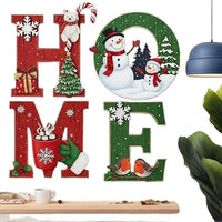 Christmas-themed Wall Hanging Letter Decorations, Wooden Art Decor, Suitable for Living Rooms, Kitchens, and Bedrooms