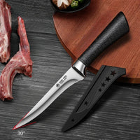 Kitchen Bone Removal Knife Kitchen Knife Made of Stainless Steel Sharp and Curved Blade with a Knife Sheath and Anti-Slip Handle