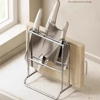 Kitchen Knife Storage Rack with Cutting Board Slot, Multifunctional Countertop Utensil Organizer Holder