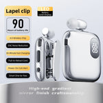 K91 Bluetooth V6.0 ENC Noise Canceling 90h playtime LED Power Display Retractable lapel clip Earphone for Meeting Driving