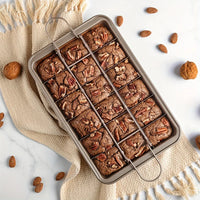 Square Stainless Steel Brownie Baking Pan with Dividers Non-stick Bakeware with Handles for Homemade Brownie Cake