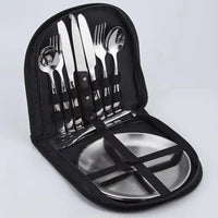 2Person Utensil Picnic Set with Plate Spoon Knife Fork Outdoor Picnic Tableware Camping Dinnerware Set