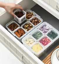 Refrigerator Storage Box 4/6 Grid Food Vegetable Fruit Storage Box Fridge Organizer Drain Basket Meat Onion Ginger Clear Crisper