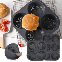 Silicone Hamburger Baking Mold - Food Grade Non-Stick Bun Cake Pan for Home Kitchen BPA Free Bread Bakeware, Reusable Oven Safe