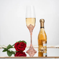 Luxury Crystal Rimmed Champagne Glass Drink Goblet Cup Wedding Toasting Flute Wine Glasses Set Rhinestone Drinkware Glasses Gift