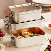 304 Stainless Steel Bento Box Metal Lunch Box Food Storage Containers with Lockable Clips Lunch Snack Boxes for Work,School