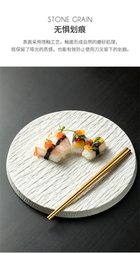 Main Dish Tableware Rock Plate  Stone Grain Ceramic Western Food Steak Plate Japanese Plate Home Western Food Display Tray