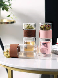 D5 Double Glass Water Bottle Tea Drink Items Bottle Infuser Tumbler Drinkware Gym Water Bottle Children Travel Sports Cup Bottle