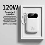 120W Super Fast Charging Power Bank New 20000mAh Large Capacity Power Bank with Cable