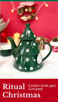 Ceramic Christmas Coffee Mug Cup Teapot Tree Plate Candy Dish Cake Tray Nordic Party Kitchen Tableware Drinkware Gift Decor