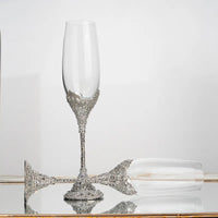 Luxury Crystal Rimmed Champagne Glass Drink Goblet Cup Wedding Toasting Flute Wine Glasses Set Rhinestone Drinkware Glasses Gift