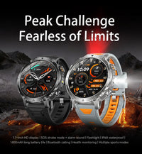 Newly Durable 1400mAh Large Battery Smart Watch Men 1.7" HD Screen IP68K Waterproof LED Flashlight Sports BT Call Smart Bracele