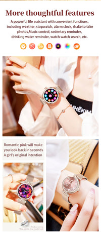 LIGE New Smart Watch Women Lady Gift 1.19 Inch AMOLED Full Touch Screen Sport Fitness Watches Bluetooth Call Digital Smartwatch