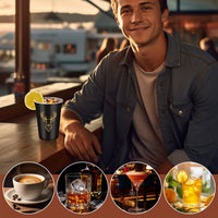 LKKCHER 500ml Pint Glass Skull Pattern 3.25oz Weizen Glass 2pcs/Set Stainless Steel Large Capacity Drinkware for Beer Gifts Set