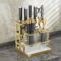 Kitchen Countertop Cutlery Holder Wall Mounted Kitchen Utensil Organizer Rack Knife Holder Spoon Fork Drain Storage Rack