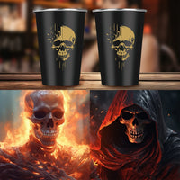 LKKCHER 500ml Pint Glass Skull Pattern 3.25oz Weizen Glass 2pcs/Set Stainless Steel Large Capacity Drinkware for Beer Gifts Set
