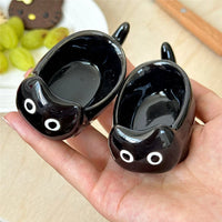 Ceramic Cat-Shaped Mini Dipping Plate Side Dish Small Bowl Home Diningware Kitchen Table Decorative Cat Bowl