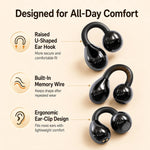 Smart Touchscreen Ear Clip Headphones Bluetooth 6.0 Wireless Earphones with App Control, 6 EQ Modes, 30H Playtime and Finder