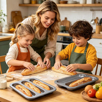 Non-stick perforated baguette mold, 3-hole French bread baking pan, carbon steel baguette baking pan, for home kitchen