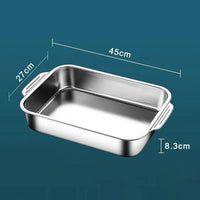 Deep Dish Stainless Steel Cookware, Covered Baking Tray with Lid, Heat-resistant Oven Safe Pot for Grilling & Daily Cooking