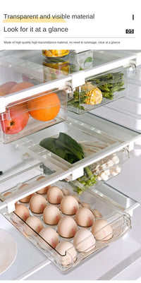 NEW Refrigerator Drawer Plastic Clear Fridge Organizer Slide Under Shelf Drawer Box Rack Holder Kitchen Fruit Food Storage Box