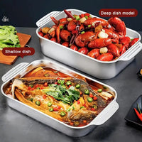 Deep Dish Stainless Steel Cookware, Covered Baking Tray with Lid, Heat-resistant Oven Safe Pot for Grilling & Daily Cooking