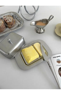 Stainless Steel Butter Tray,Retro French Butter Box Storage Box with Lid Butter Tray, Tableware Dessert Tray,Kitchen Tableware