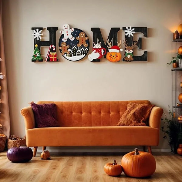 Christmas-themed Wall Hanging Letter Decorations, Wooden Art Decor, Suitable for Living Rooms, Kitchens, and Bedrooms