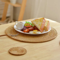 8-10cm Rattan Cup Mat 6Pcs Drink Coasters Set for Kungfu Tea Accessories Round Tableware Placemat Dish Mat Rattan Weave Cup Mat