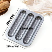 Non-stick perforated baguette mold, 3-hole French bread baking pan, carbon steel baguette baking pan, for home kitchen