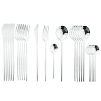 24 Pieces Flatware Cutlery Set Stainless Steel Tableware Dessert Tea Spoon Dishwasher Safe for Home Dining Room Kitchenware