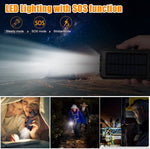New Solar Power Bank 100000mAh Portable Charging Poverbank External Battery Charger Strong Light LDE Light for All Smartphones