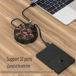 USB 2.0 HUB 10 Ports Adapter High Speed Multi USB2.0 Splitter Power Adapter 7 Port Expander for PC Laptop Computer Accessories