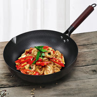 Pure Iron Wok Cast Iron Pan Non-coated Pot General Use for Gas and Induction Cooker 32cm Chinese Wok Cookware Pan