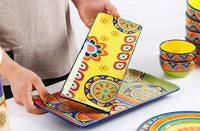 1pcs Ceramic Tableware Bohemian Flat Dinner Plate Western Steak Salad Dessert Cake Plate Shallow Dish Dessert Kitchen Dinnerware
