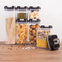 7pcs Airtight Food Container Sets BPA Free Plastic Storage Box with Clip Lid See Clear Storage Jar for Kitchen Dry Food Storage